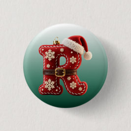 Layered Pastel Gold Trim Letter R Button