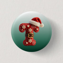 Layered Pastel Gold Trim Letter T Button