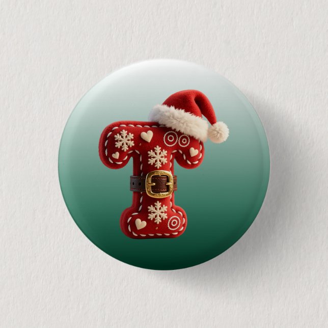Layered Pastel Gold Trim Letter T Button (Vorderseite)