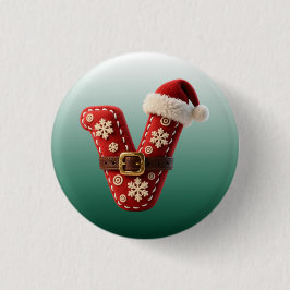 Layered Pastel Gold Trim Letter V Button