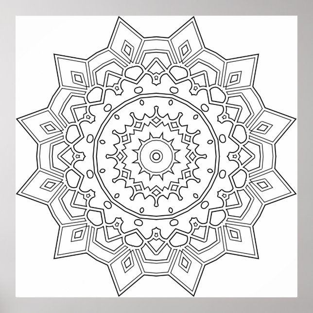 Layered Petal Star Mandala with Geometric Accents Poster (Vorne)