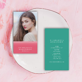 Layered Pink & Aquamarin Social Media Foto Visitenkarte