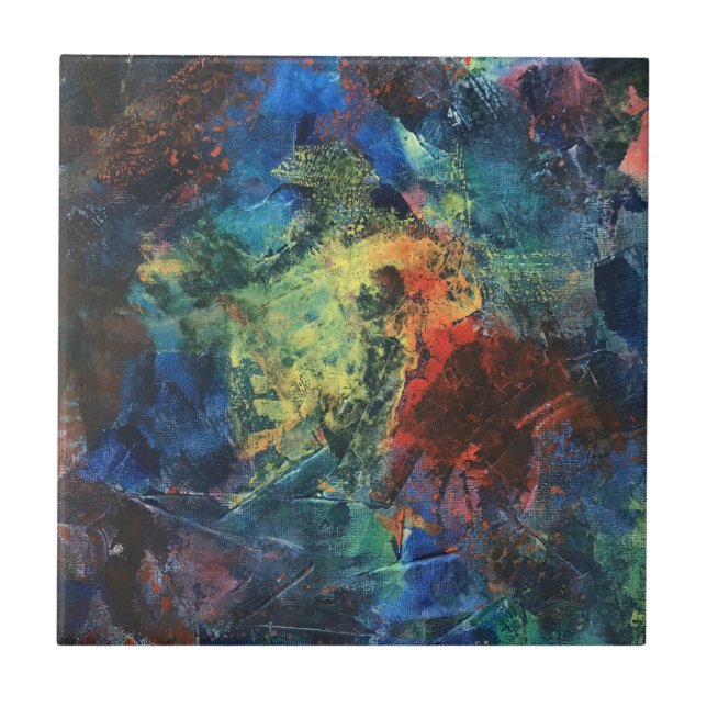 Layered Pinselstriche Handgemalte Abstrakte Kunst Fliese (Vorderseite)