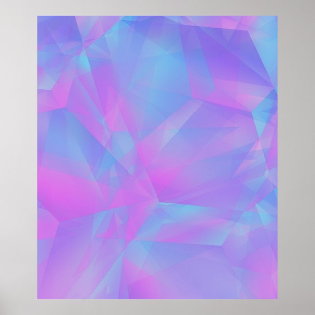 Layered Polygons Pink Blue Lila Poster (Vorne)