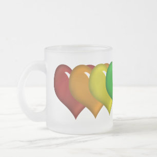 Layered Rainbow Colored Hearts Tasse