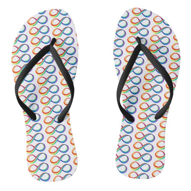 Layered Rainbow Infinity Symbol Flip Flops (Fußbett)