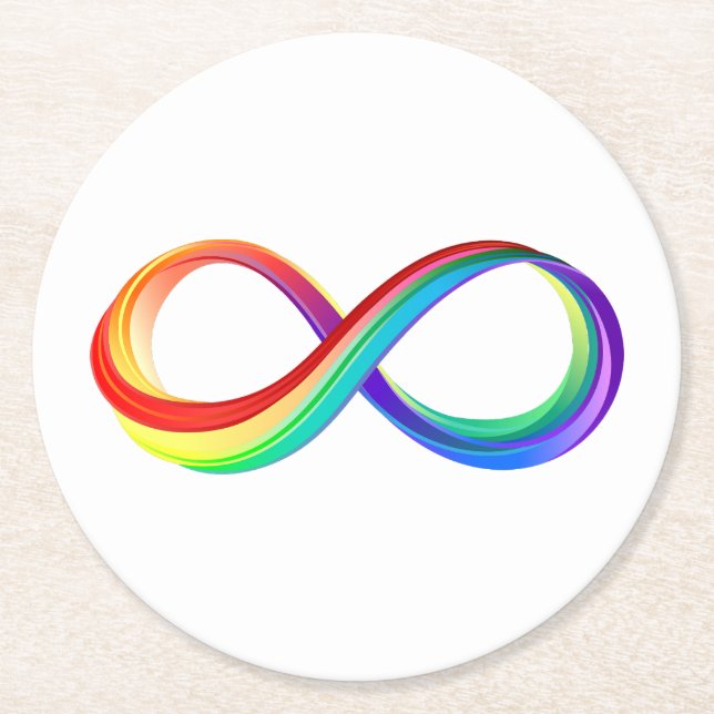 Layered Rainbow Infinity Symbol Runder Pappuntersetzer (Vorderseite)