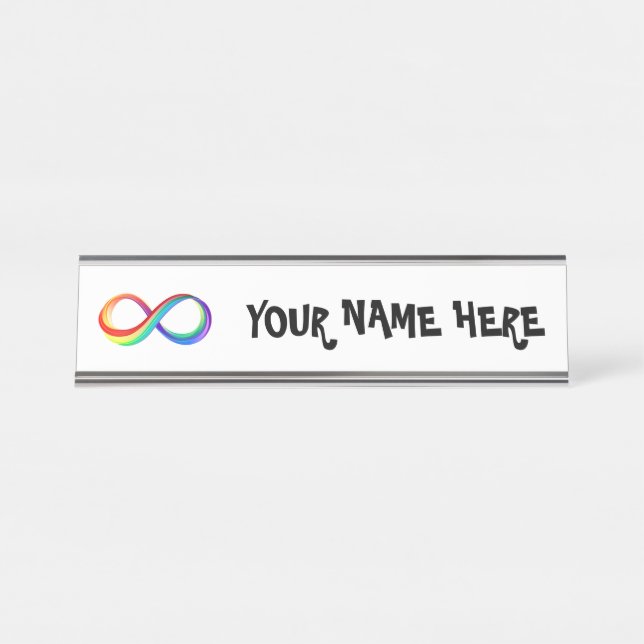Layered Rainbow Infinity Symbol Schreibtischnamensplakette (Vorderseite )