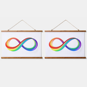 Layered Rainbow Infinity Symbol Wandteppich Mit Holzrahmen