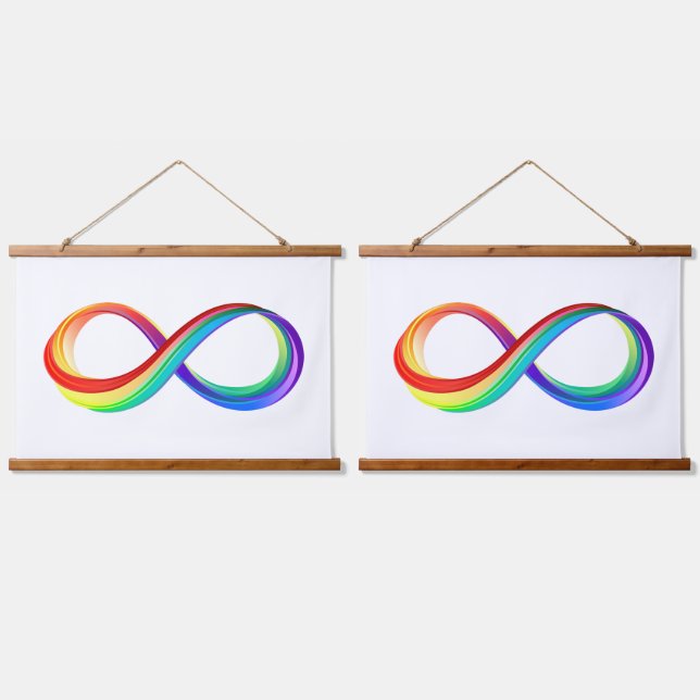 Layered Rainbow Infinity Symbol Wandteppich Mit Holzrahmen (Doppelt)