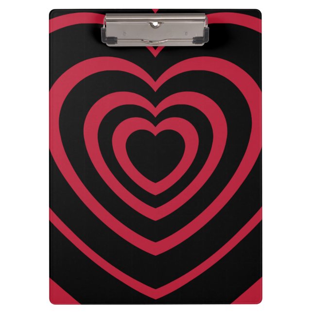 Layered Red & Black Heart Ästhetik Klemmbrett (Vorderseite)