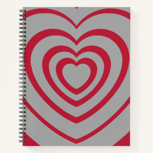 Layered Red & Gray Heart Ästhetik Notizbuch