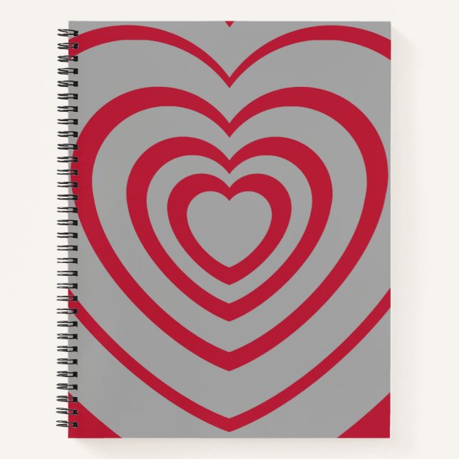 Layered Red & Gray Heart Ästhetik Notizbuch (Vorderseite)