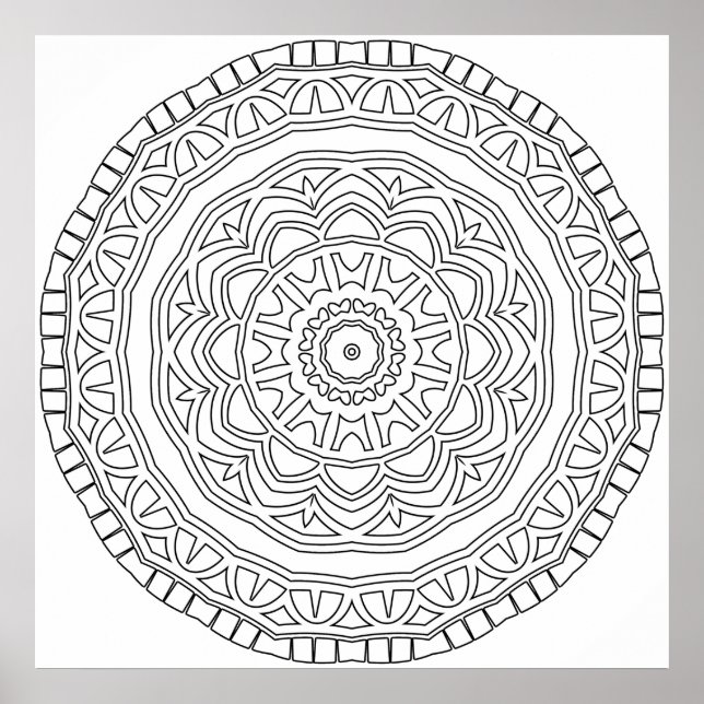 Layered Tribal Medallion Mandala with Border Art Poster (Vorne)