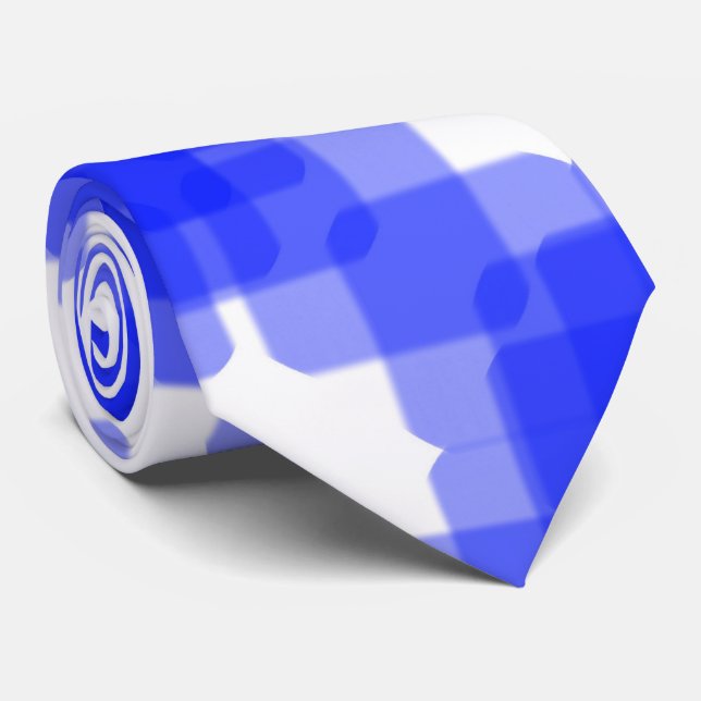 Layered True Blue Squared On White Pattern         Krawatte (Gerollt)