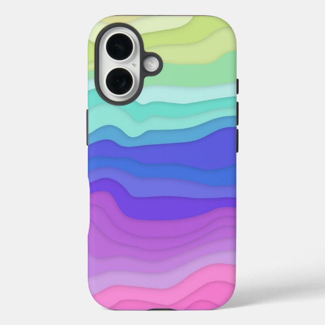 Layered Waves iPhone Case | Kawaii Pastel (Rückseite)