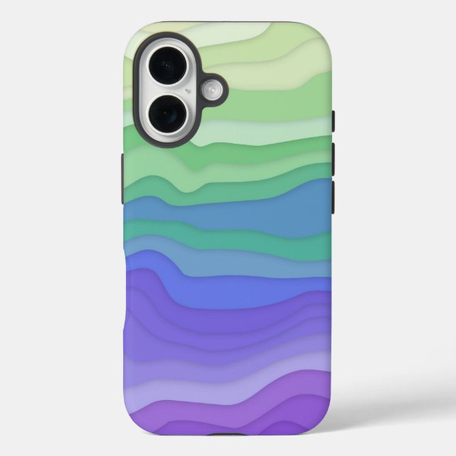 Layered Waves iPhone-Hülle | Matcha Lavendel iPhone 16 Hülle (Rückseite)