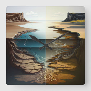 Layers Unveiled Quadratische Wanduhr