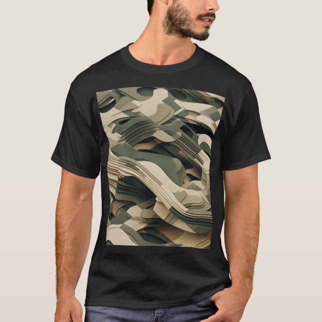 Layerte Formen in Tarnfarben T-Shirt (Vorderseite)