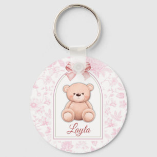 Layla Benutzerdefiniertes rosa Teddy-Bär-Kinderz Schlüsselanhänger