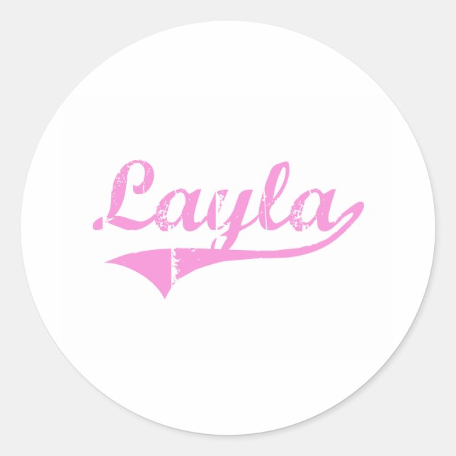 Layla Classic Style Name Runder Aufkleber (Vorderseite)
