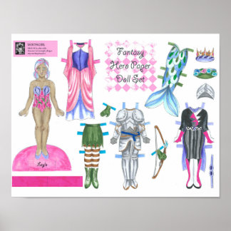Layla Fantasy Hero Paper Doll - Play oder Display Poster