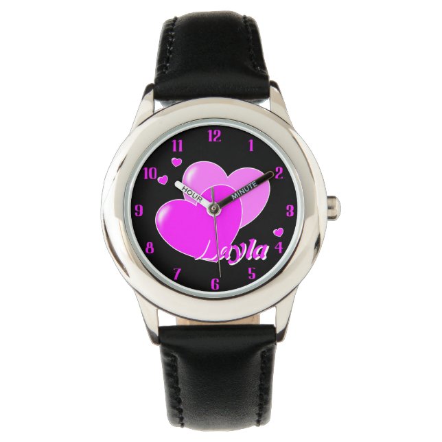 Layla - Ihr Individuelle Name Vorlage Niedlich ros Armbanduhr (Vorderseite)