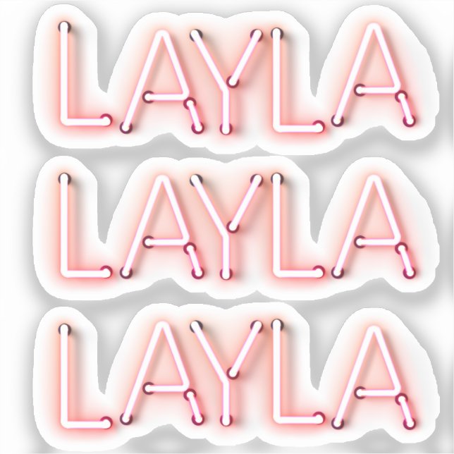 Layla Name in leuchtenden Neonbeleuchtung Neuheit  Aufkleber (Vorderseite)