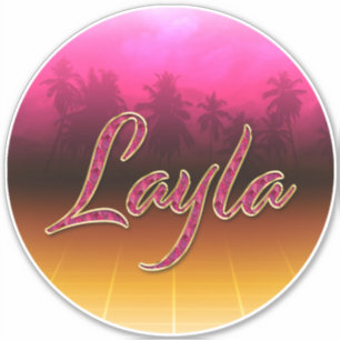 Layla Prénom Golden Pink Autocollants