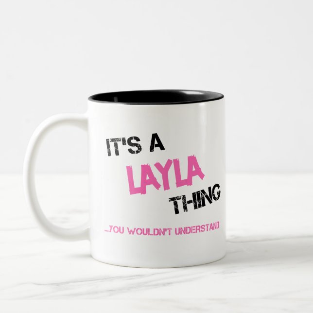 Layla Sache, die man den Namen nicht verstehen wür Zweifarbige Tasse (Links)