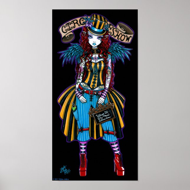 "Layla" Steampunk Circus Tattoo Sideshow Poster (Vorne)