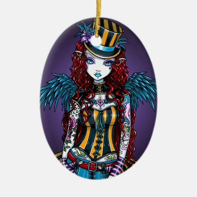 "Layla" Steampunk Keramik Ornament (Vorne)