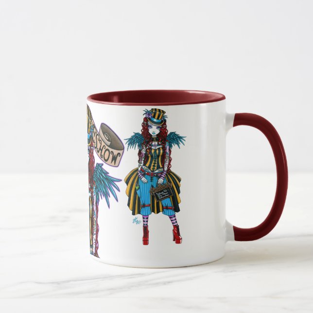 "Layla" Steampunk Zirkus-Tätowierungsideshow-Tasse Tasse (Rechts)