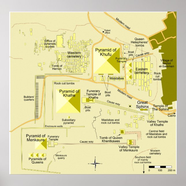 Layout des Gizeh-Pyramid-Komplex-Diagramms Poster (Vorne)