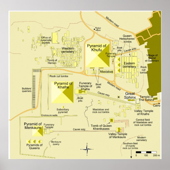 Layout des Gizeh-Pyramid-Komplex-Diagramms Poster (Vorne)