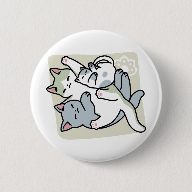 Laze Furdays - Niedliche Lazy Cats Design Button (Vorderseite)
