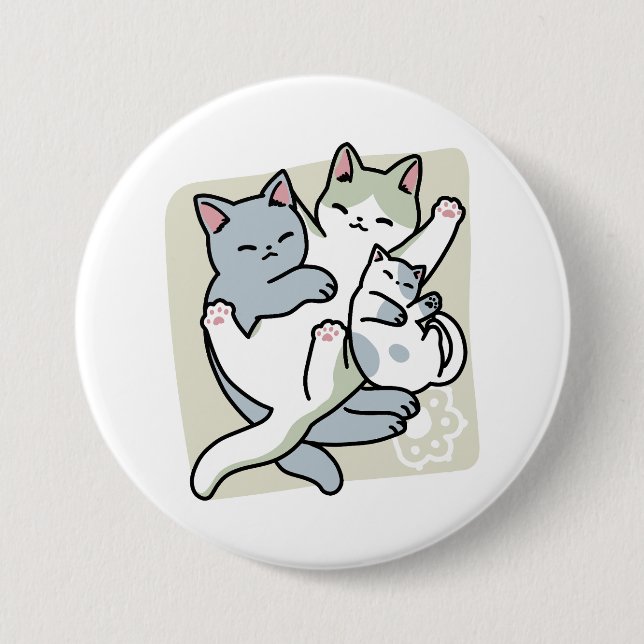 Laze Furdays - Niedliche Lazy Cats Design Button (Vorderseite)