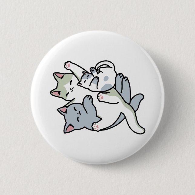 Laze Furdays - Niedliche Lazy Cats Design Button (Vorderseite)