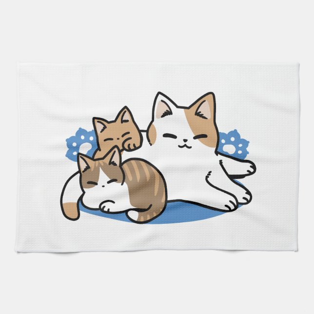 Laze Furdays - Niedliche Lazy Cats Design Geschirrtuch (Horizontal)