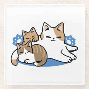 Laze Furdays - Niedliche Lazy Cats Design Glasuntersetzer