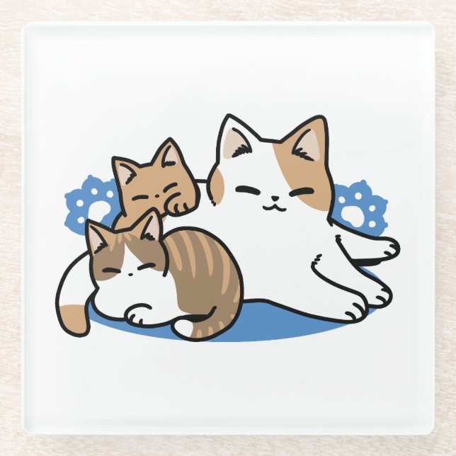 Laze Furdays - Niedliche Lazy Cats Design Glasuntersetzer (Vorderseite)