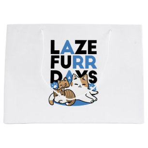 Laze Furdays - Niedliche Lazy Cats Design Große Geschenktüte