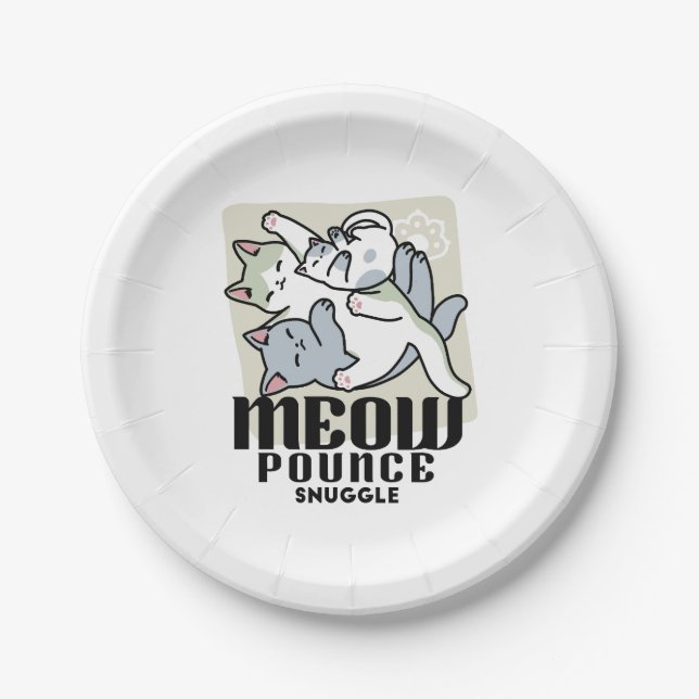 Laze Furdays - Niedliche Lazy Cats Design Pappteller (Vorderseite)