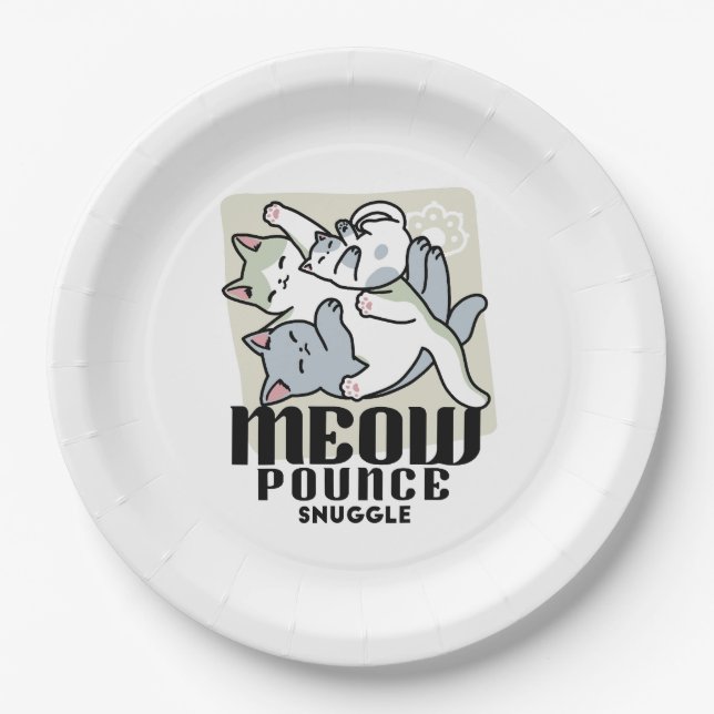 Laze Furdays - Niedliche Lazy Cats Design Pappteller (Vorderseite)