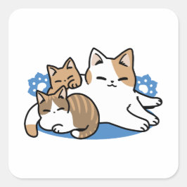 Laze Furdays - Niedliche Lazy Cats Design Quadratischer Aufkleber