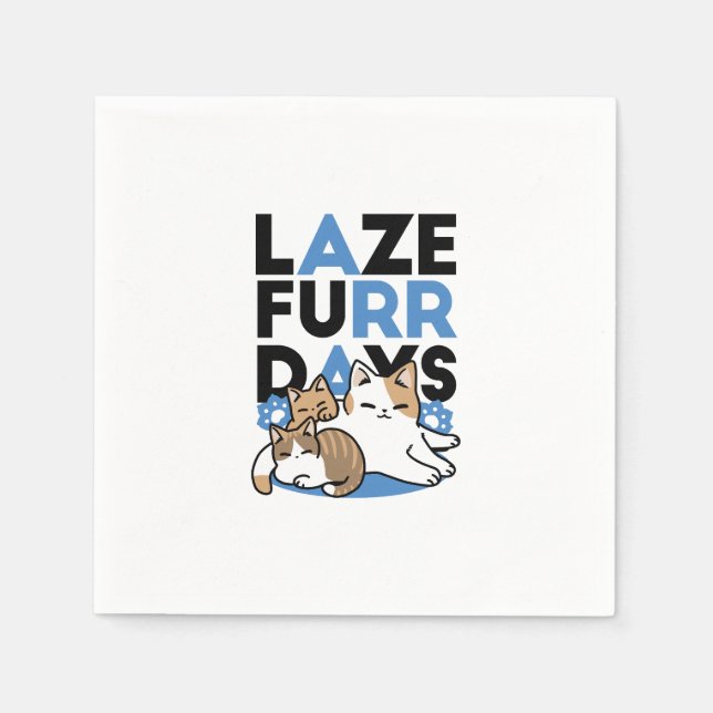 Laze Furdays - Niedliche Lazy Cats Design Serviette (Vorderseite)