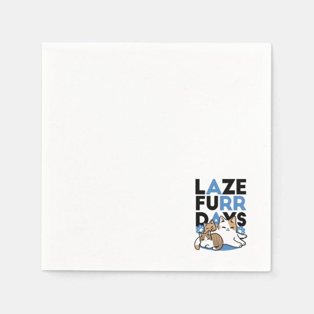 Laze Furdays - Niedliche Lazy Cats Design Serviette (Vorderseite)