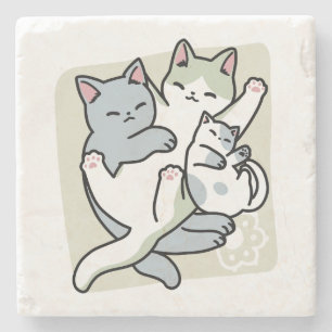 Laze Furdays - Niedliche Lazy Cats Design Steinuntersetzer