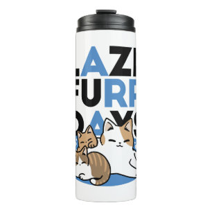 Laze Furdays - Niedliche Lazy Cats Design Thermosbecher