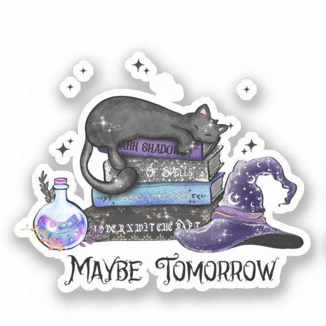 Lazy Black Cat, Halloween Cat | Für Bookworm Aufkleber (Vorderseite)